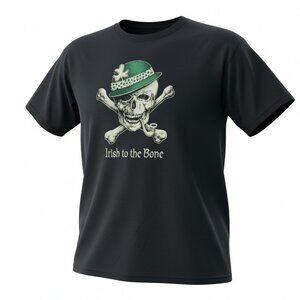 Irish To The Bone Skull & Crossbones T-Shirt - Men's 2XL - EUC